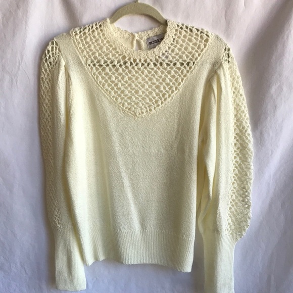 Brownstone Studio pale yellow peekaboo acrylic sweater, size PM - Picture 1 of 9